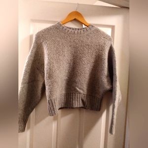 Aritzia Babaton Cropped 100% Alpaca Chunky Sweater XXS Heather Gray